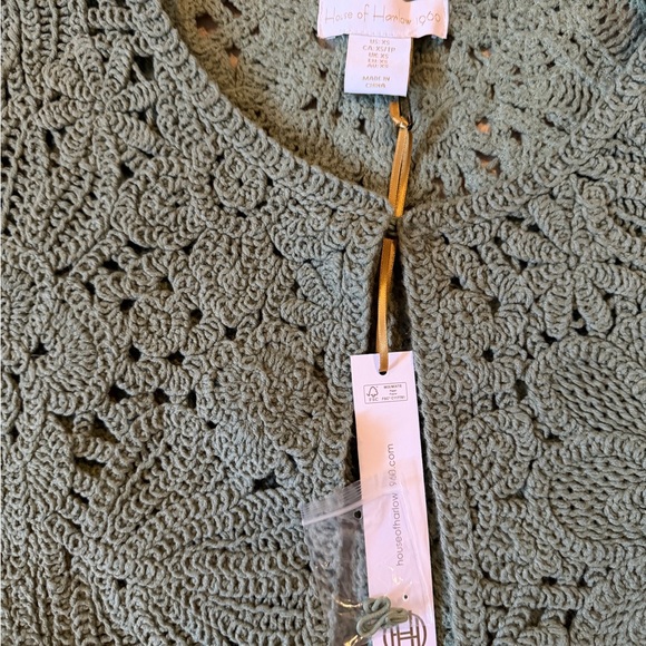 House of Harlow 1960 Teal Crochet Cardigan NWT - Picture 3 of 5